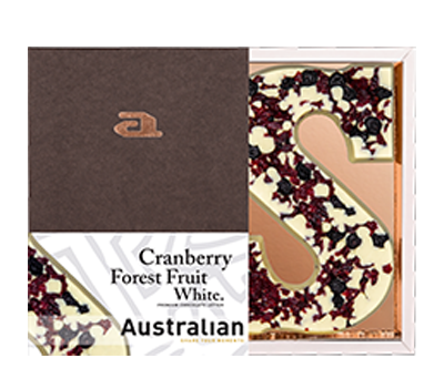 Chocolate letter white cranberry forest fruit